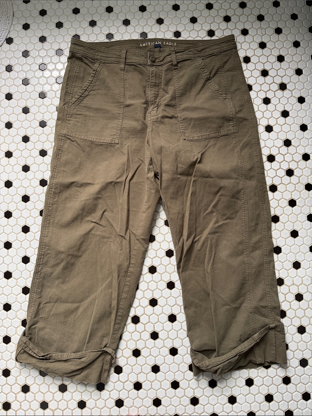 American Eagle Olive Utility Crop Pants